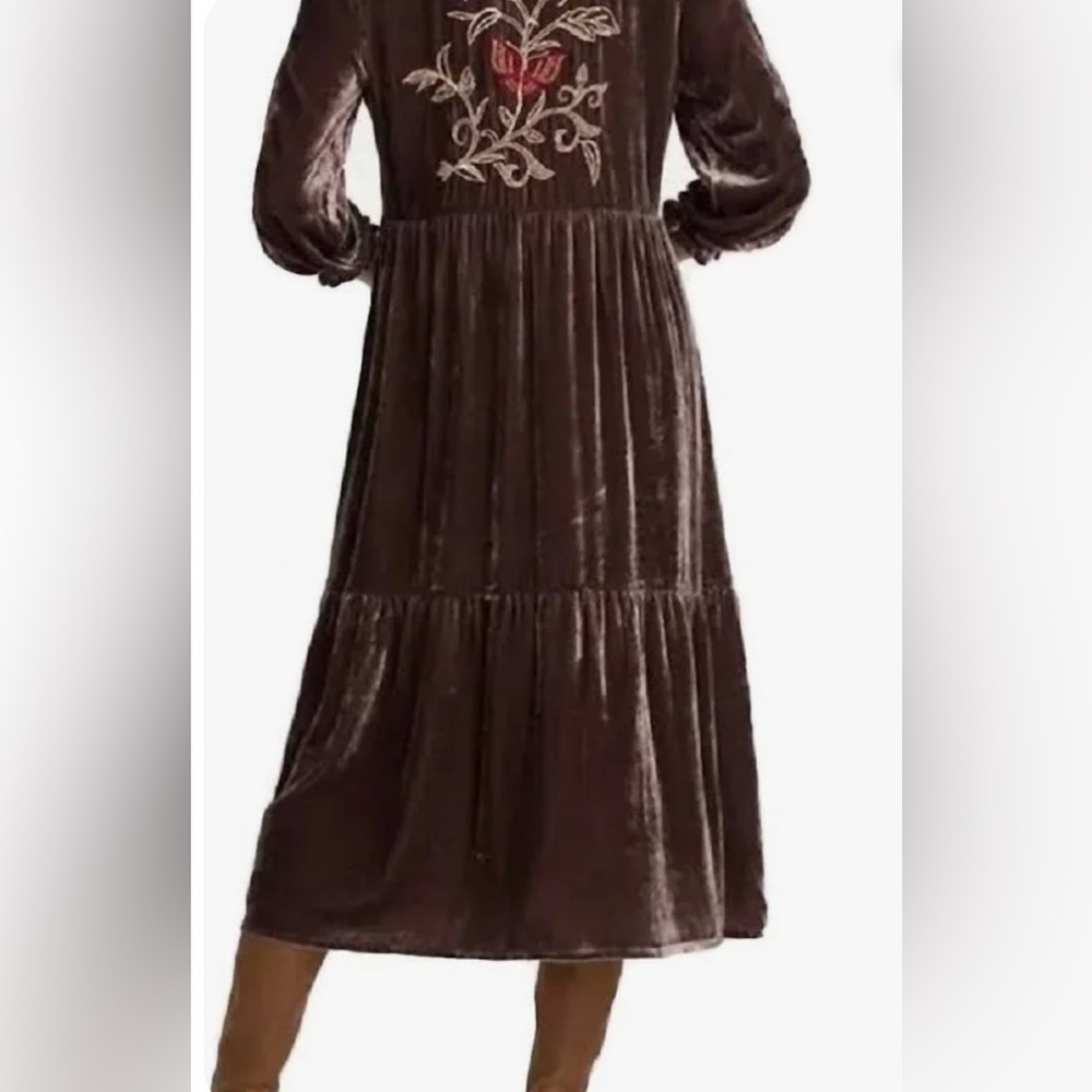 Johnny Was “Taline Velvet Midi Dress” in coffee bean brown. New with tags. - Picture 9 of 12